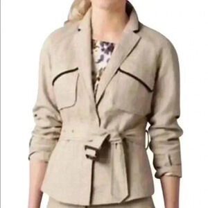 Ann Taylor LOFT Linen Belted Jacket Blazer NWOT women 6